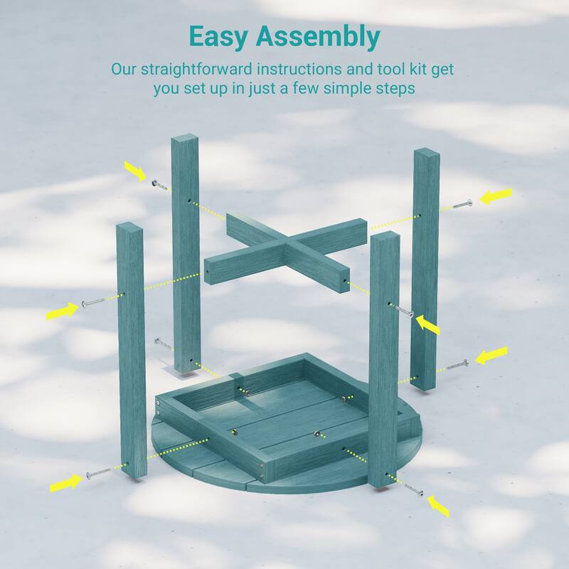 HDPE All-weather Outdoor Side Table, Easy Install Patio Table