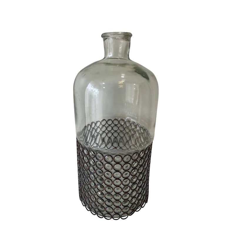 Glass Tabletop Bottle Vase - 15" - Clear