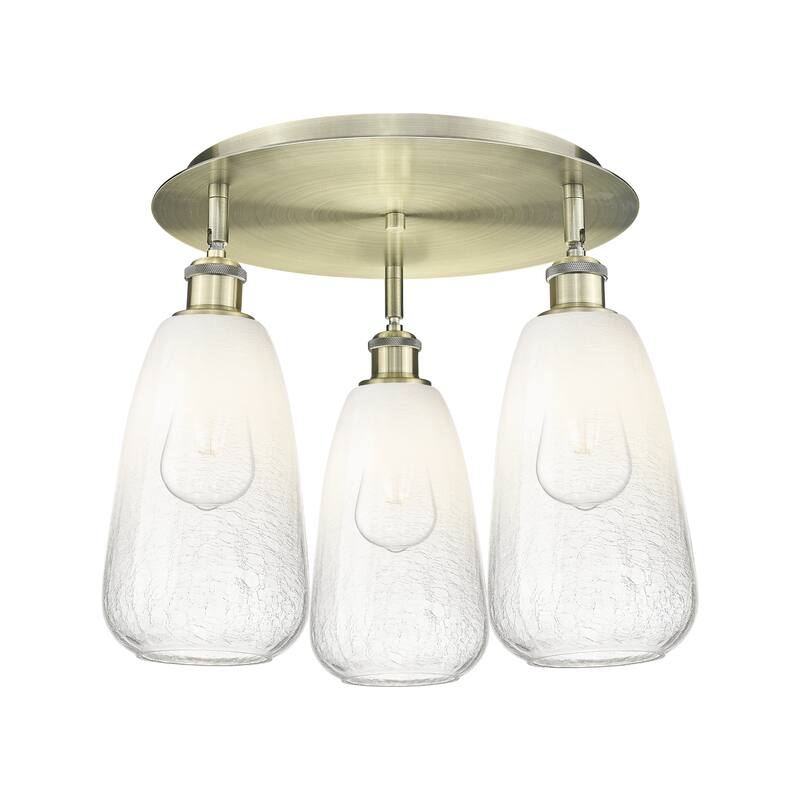 Innovations Lighting Endless Possibilities Ballston - Brookhaven Almond - 3 Light 18" Flush Mount - Antique Brass/Opal