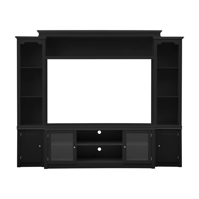 Wall Unit TV Stand with Bookshelves for TVs up to 65", Wood TV Console Table Media Entertainment Center with Storage Cabinet