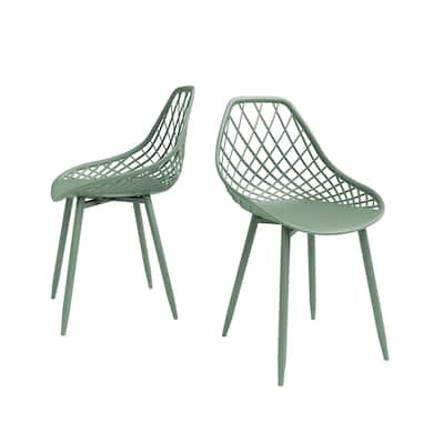 Kurv™ Mid-Century Modern Dining Chair with Steel Legs for Indoors or Outdoors - Set of 2