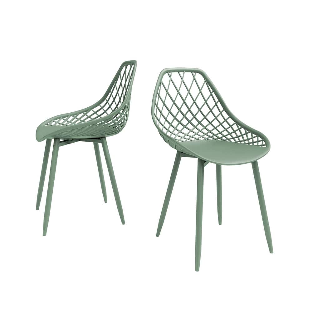 Kurv™ Mid-Century Modern Dining Chair with Steel Legs for Indoors or Outdoors - Set of 2