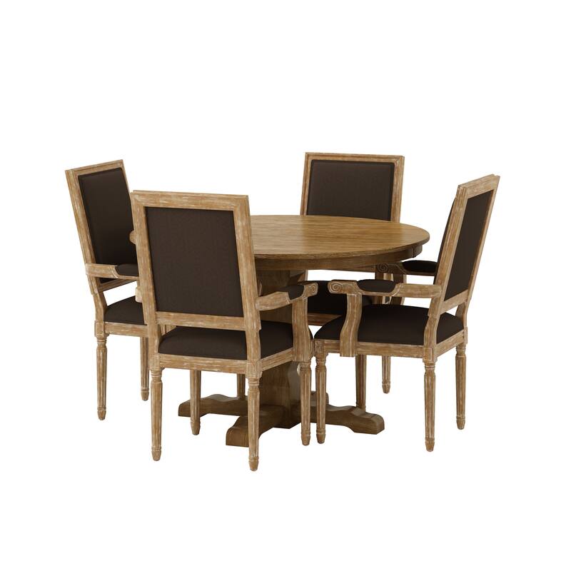 Mores Upholstered 5 Piece Circular Dining Set by Christopher Knight Home