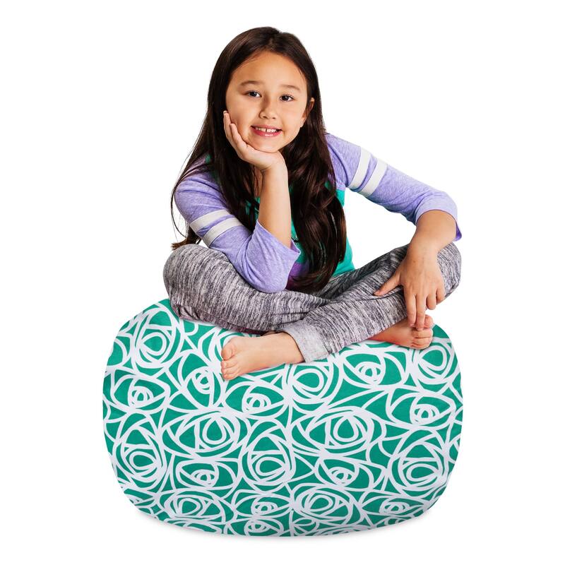 Kids Bean Bag Chair Cover Stuffed Animal Storage or Toy Organizer