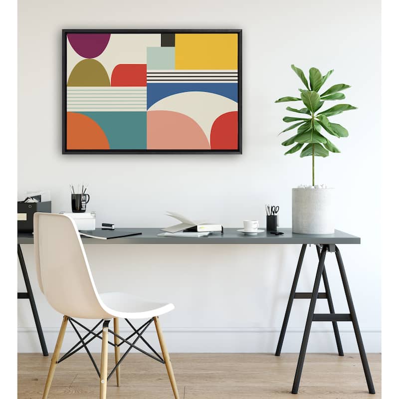 Kate and Laurel Sylvie MCM Pattern Framed Canvas by Rachel Lee