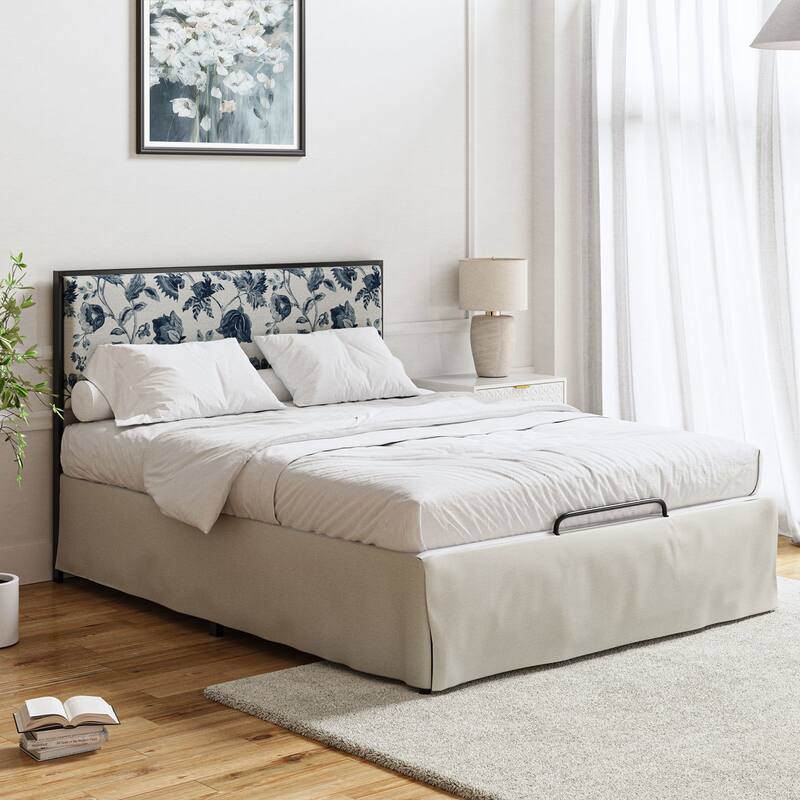 Oliver Modern Washable Slipcover Bed Upholstered Metal by HULALA HOME