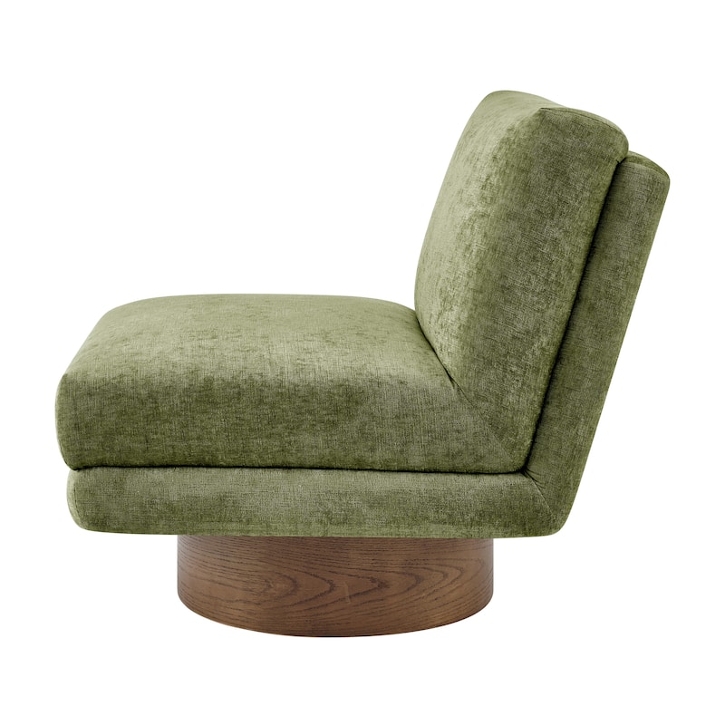 NPD Furniture Zenda Fabric Swivel Accent Chair with Wooden Base