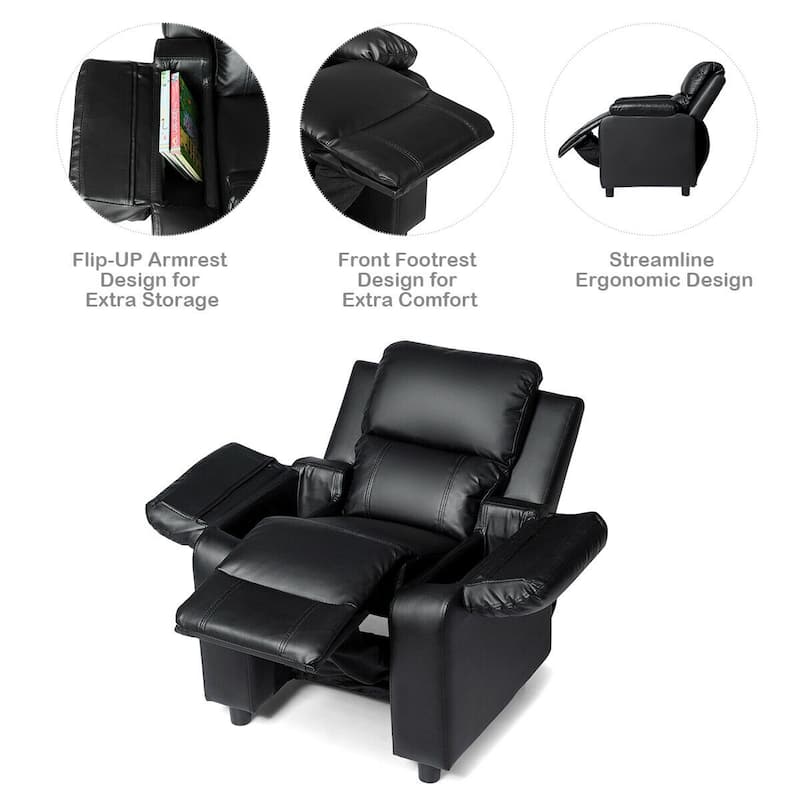 Gymax Deluxe Padded Kids Sofa Armchair Recliner Headrest Children w/ - See Details