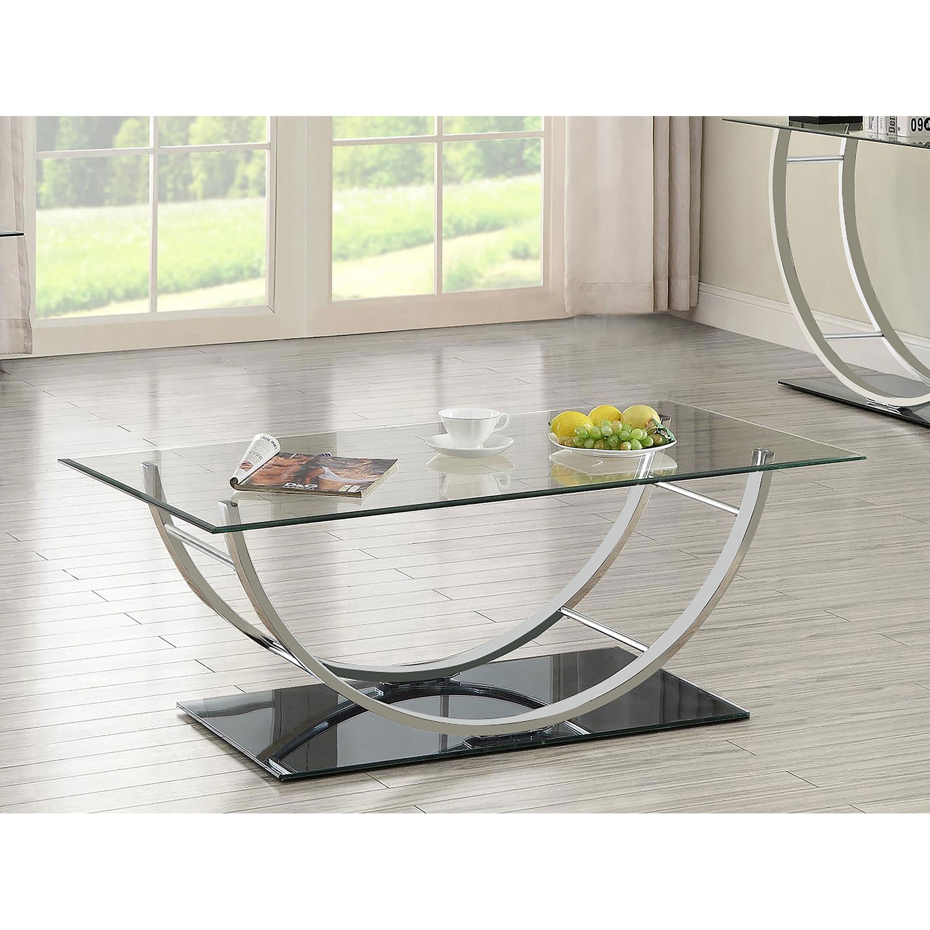 Danville Rectangular U-Shaped Glass Top Coffee Table Chrome