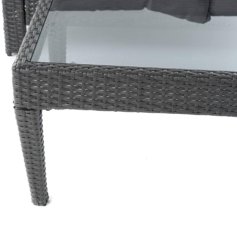 Antibes Outdoor Wicker Loveseat and Coffee Table with Cushions by Christopher Knight Home