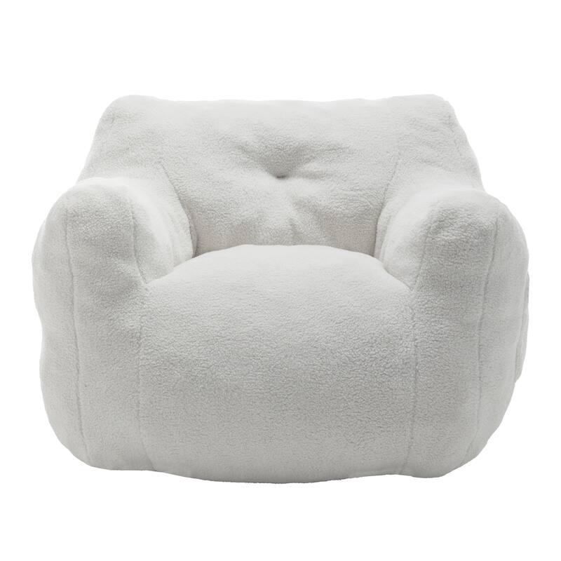 Teddy Fabric Bean Bag Chair, High Density Foam Bean Bag Sofa, Comfy Fluffy Lazy Sofa Chair Living Room, Bedroom
