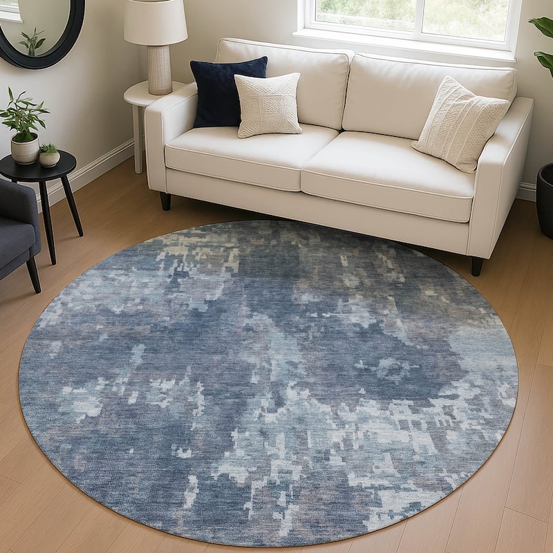 Machine Washable Indoor/ Outdoor Ombre Abstract Chantille Rug