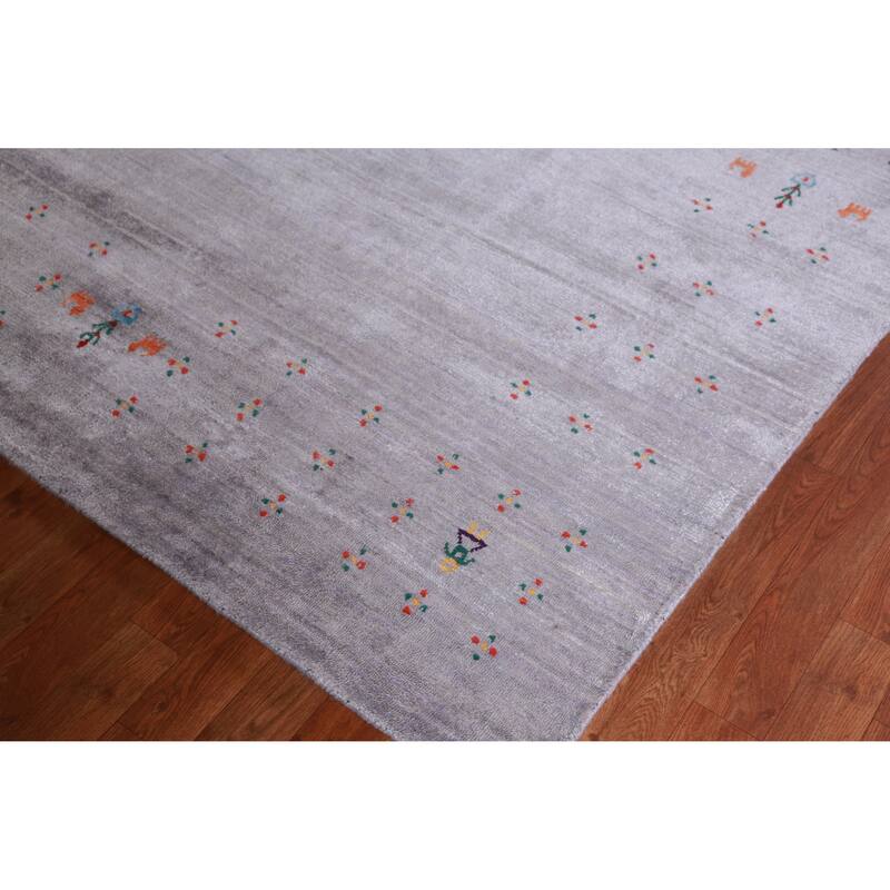 Hand Knotted Oriental 100% Wool Carpet Tribal Tribal Purples Gabbeh Area Rug - 12' 4'' X 9' 2''