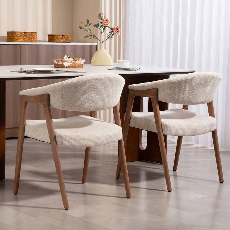 Berwyn Beige Washed Woven Fabric Dining Chair