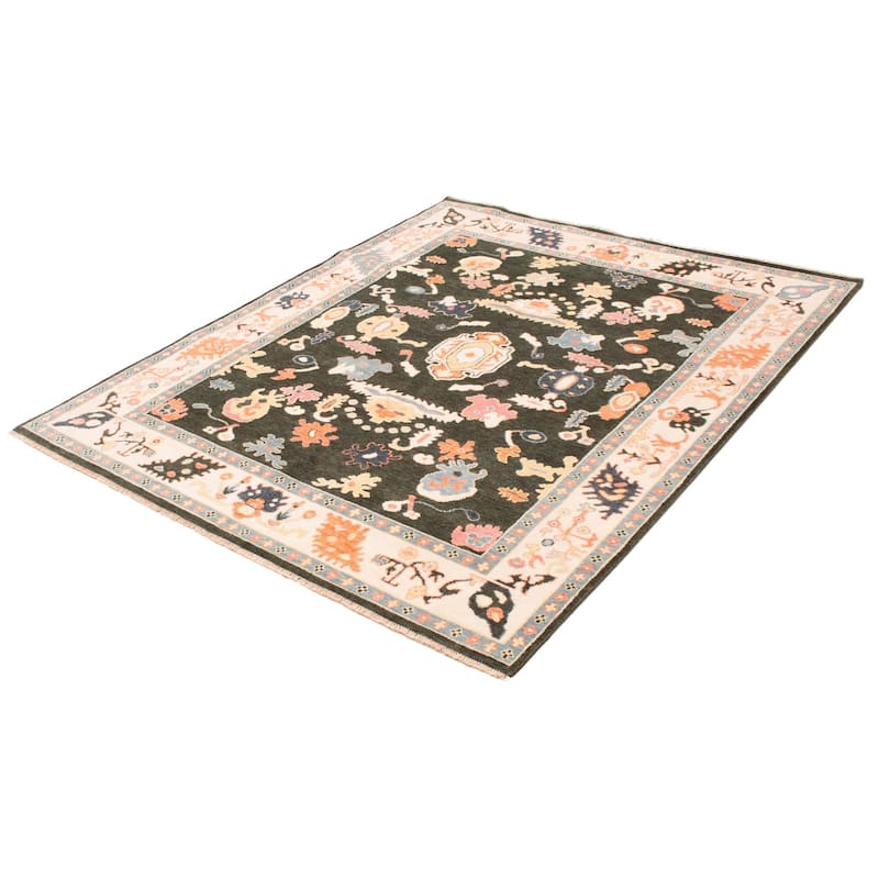 ECARPETGALLERY Hand-knotted Modern Oushak Dark Green Wool Rug - 7'10 x 9'11