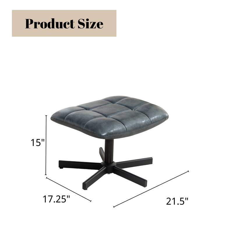 2-Piece Seating Set, Faux Leather Tufted Accent Chair and Ottoman