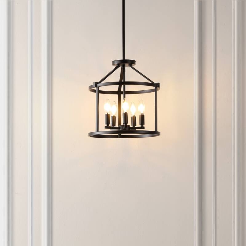 SAFAVIEH Lighting Sevcan 15" Modern & Contemporary Pendant (5-Bulb) - 15" W x 15" D x 55" H - Black - 15Wx15Dx55H