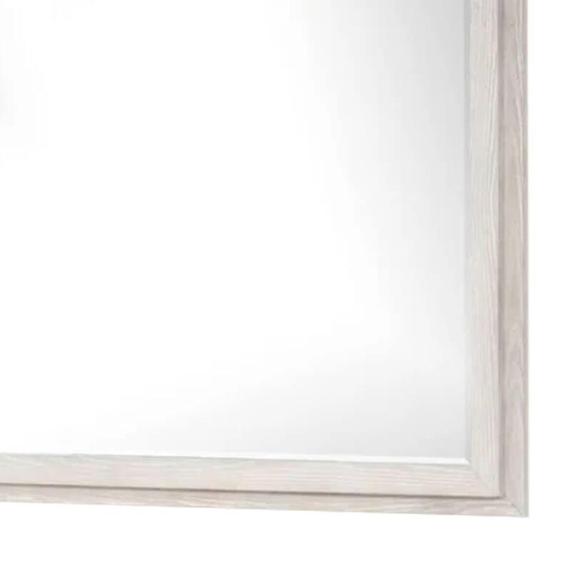 Loji 48 Inch Dresser Mirror, Weathered Gray Frame, Solid Rubberwood