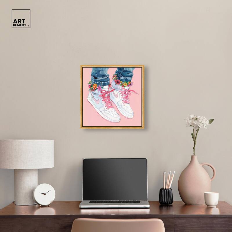 Blush Floral Bloom Sneakers Canvas by Art Remedy