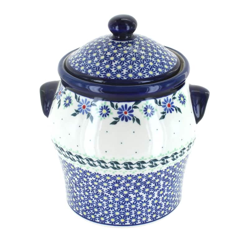Blue Rose Polish Pottery 1100 Zaklady Large Canister