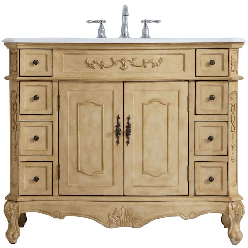 Elegant Lighting VF10142-VW Danville 42" Free Standing Single Basin - Antique Beige - Natural Finish