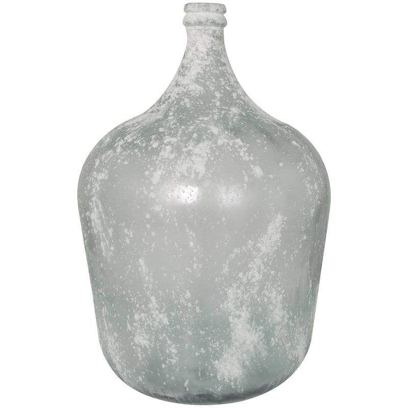Recycled Glass Handmade Frosted Spanish Bottle Decorative Vase - Clear - Roche River Decor