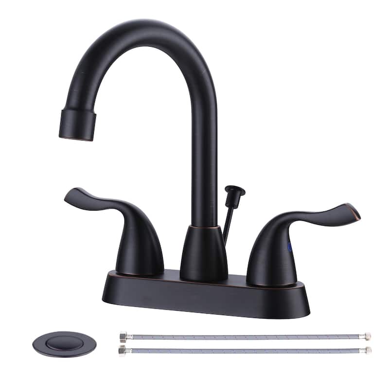 WOWOW 4 Inch Centerset Bathroom Faucet - Oil Rubbed Bronze