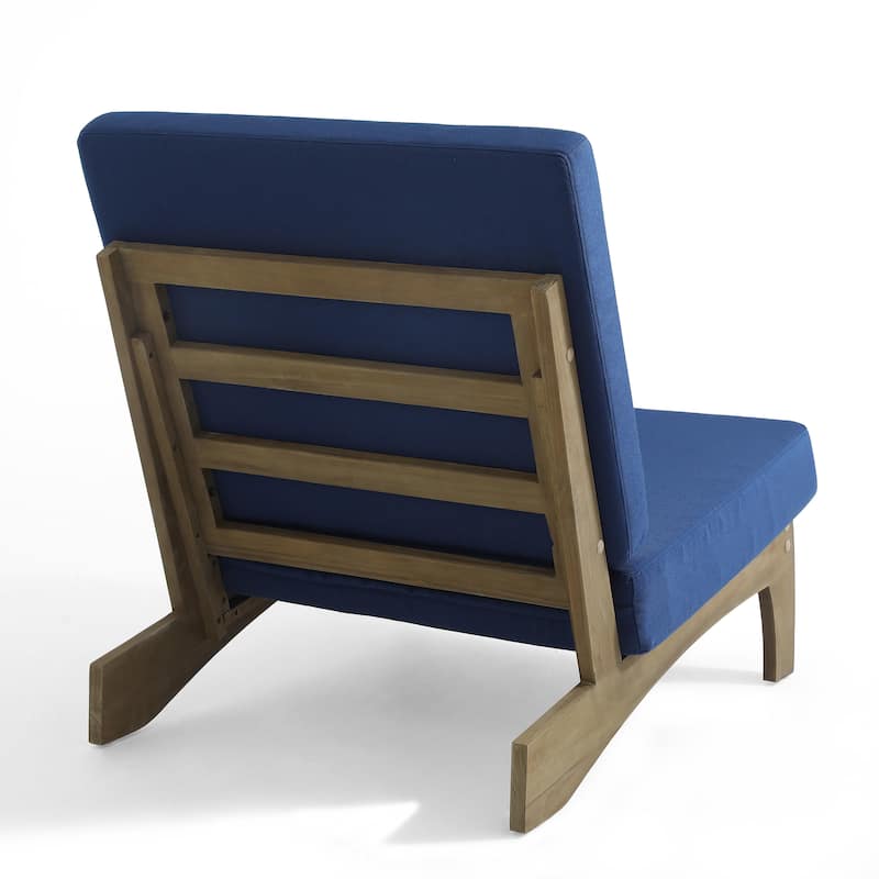 4 Piece Outdoor Wood Loveseat Chair Conversation Set with Cushion