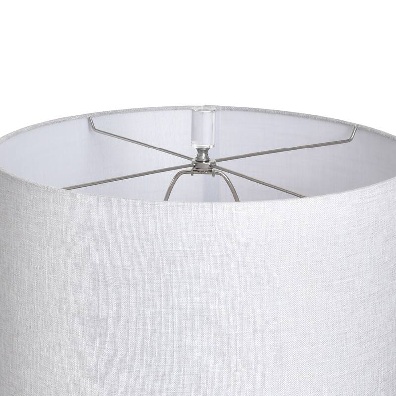 StyleCraft Poly Table Lamp - Greyson Silver - White Shade