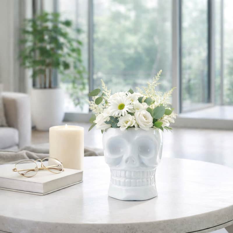 Decorative Ceramic Skull Table Vase