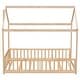 preview thumbnail 30 of 48, Twin Size Solid Wood House Bed with Guardrails for Toddlers