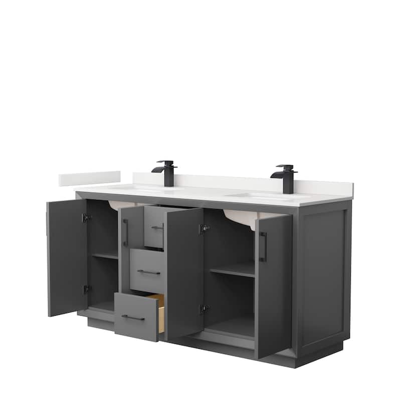 Strada 66-inch Double Vanity, Quartz Top