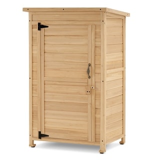 MCombo Small Outdoor Storage Cabinet with Latch (27" x 19.7" x 46"), Wooden 0701 - 27" x 19.7" x 46"