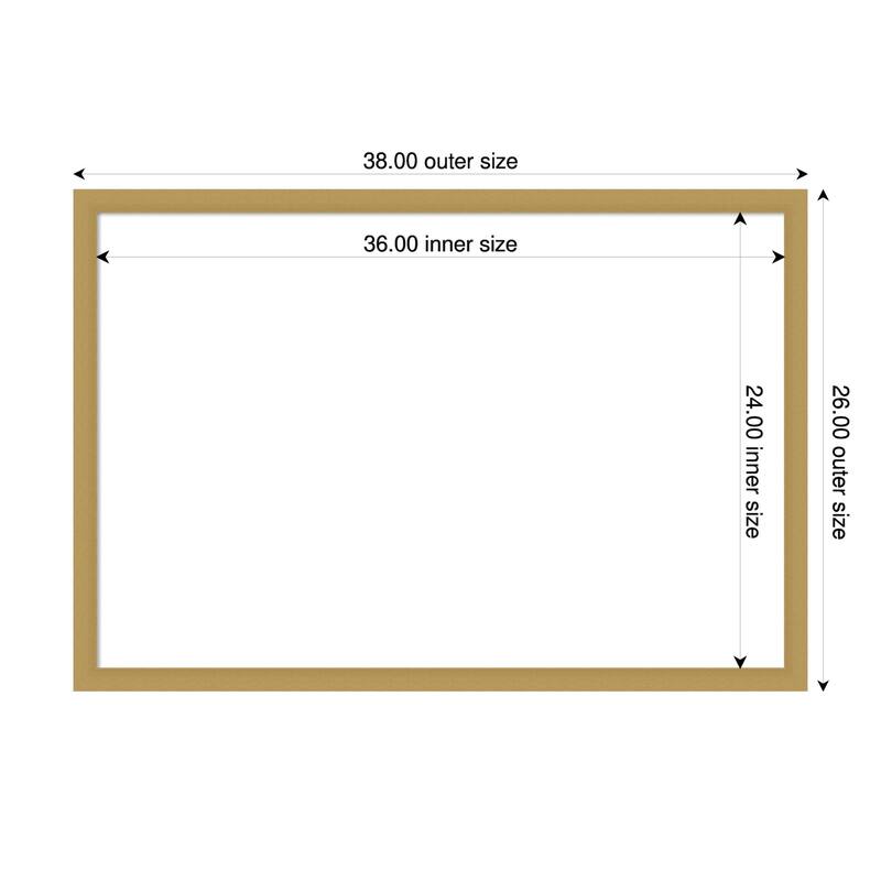 Amanti Art Grace Brushed Gold Narrow Framed Dry Erase Magnetic Board - 38 x 26 in - Grace Brushed Gold Narrow