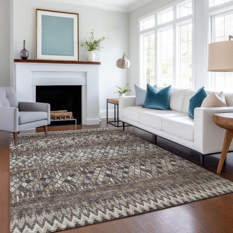 Premium Washable Super Soft Boho Contemporary Mayfield Rug - Brown - 3' x 5' - Rectangle