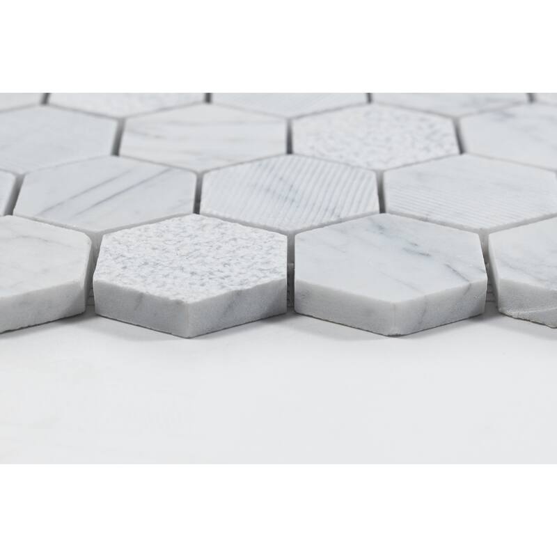 Industry Tile Carrara White 2" Hexagon Mosaic Matte (10 pc/ case) - Sample