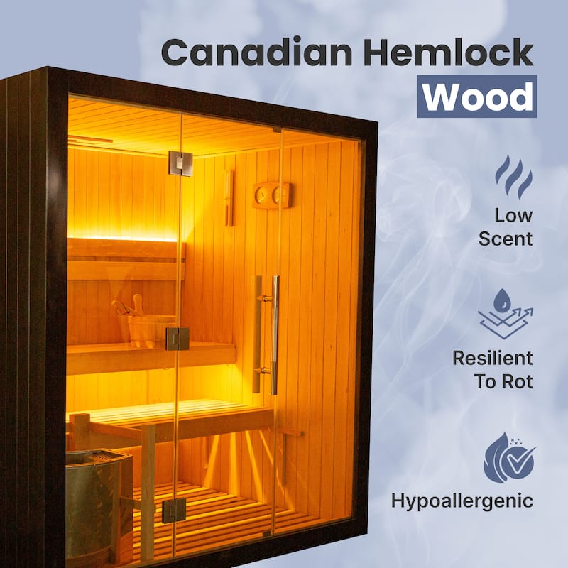 ALEKO 4 Person Hemlock Indoor Dry Wet Sauna with 4.5 kW Electrical Heater