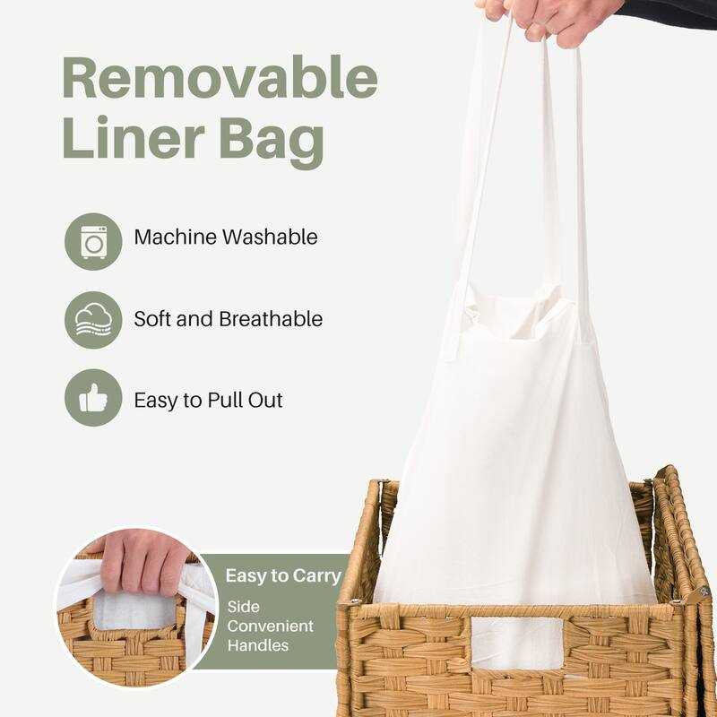 90L Foldable Laundry Hamper with Lid & Removable Bags