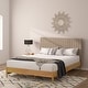 preview thumbnail 10 of 10, Priage by ZINUS Latte Wood Platform Bed Frame with Upholstered Headboard