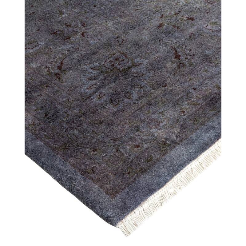 Overton Hand Knotted Wool Vintage Inspired Modern Contemporary Overdyed Gray Area Rug - 9' 3" x 11' 10"