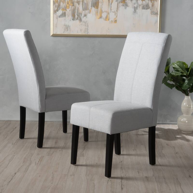 Modern Upholstered Dining Chair Set of 2 – T-Stitch Design, Wood Legs, Contemporary Style – 17.75" W x 39.75" H