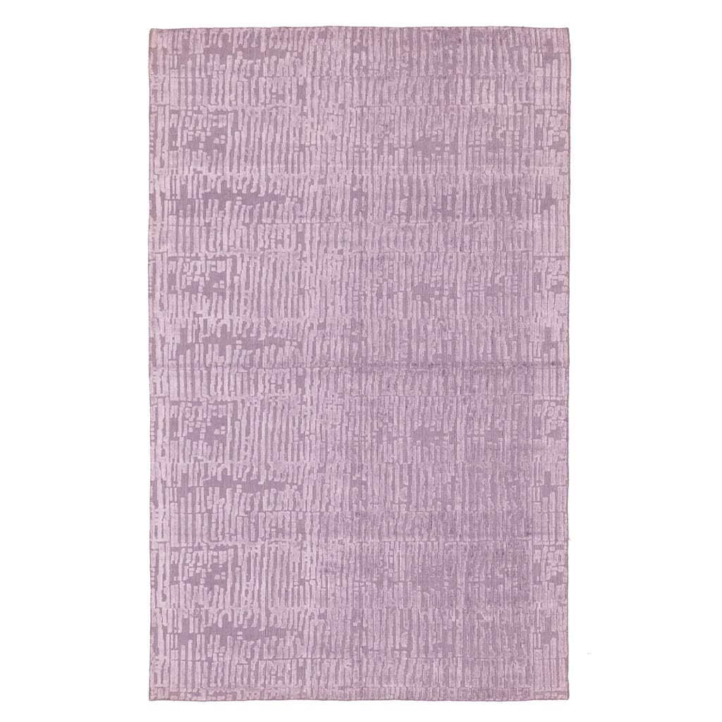 ECARPETGALLERY Hand Loomed Elysian Purple Viscose, Wool Rug - 5'0 x 8'0