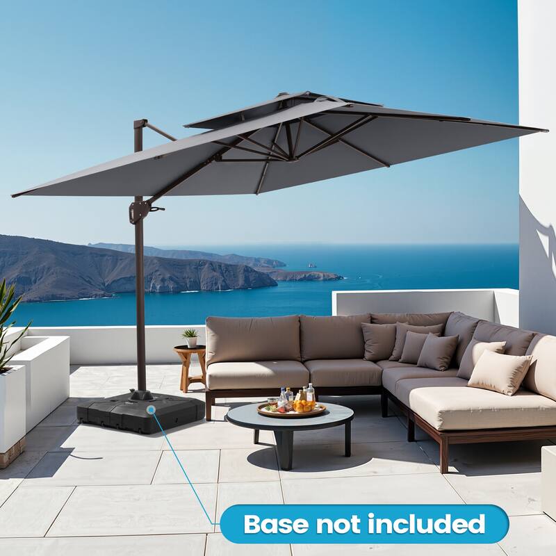 Outdoor 10FT Square Adjustable Offset Cantilever Patio Umbrella