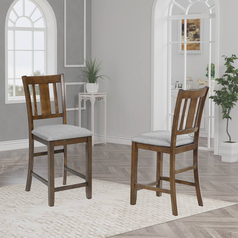 Dining Room Furniture Upholstered Chairs for 4, Counter Height Kitchen Chairs with Padded Seat and Slat Back