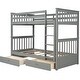 preview thumbnail 11 of 55, Classic Founder Twin-Over-Twin Bunk Bed with Ladders and 2 Storage Drawers for Dorm, Bedroom with Solid Wood Slats Support