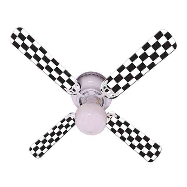 Checkered Flag Print Blades 42in Ceiling Fan Light Kit - Multi