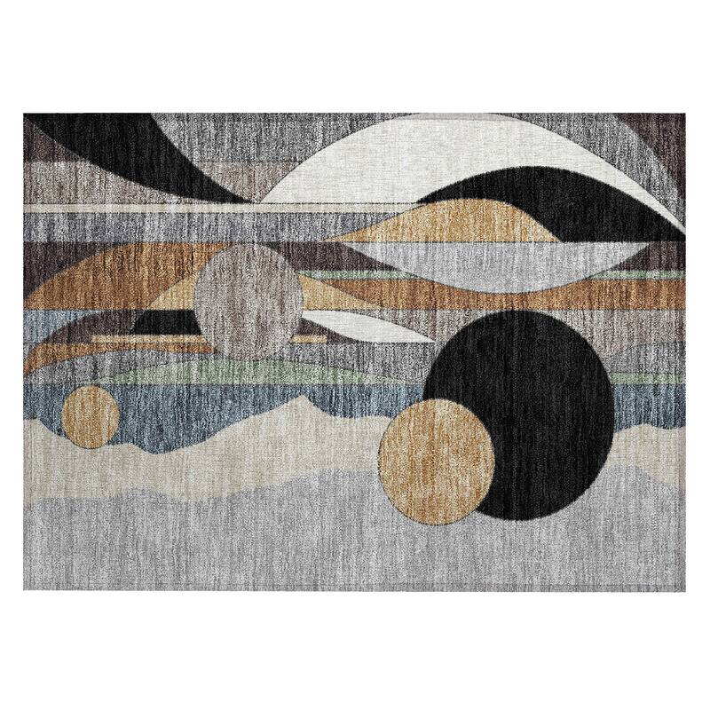 Machine Washable Indoor/ Outdoor Contemporary Retro Chantille Rug