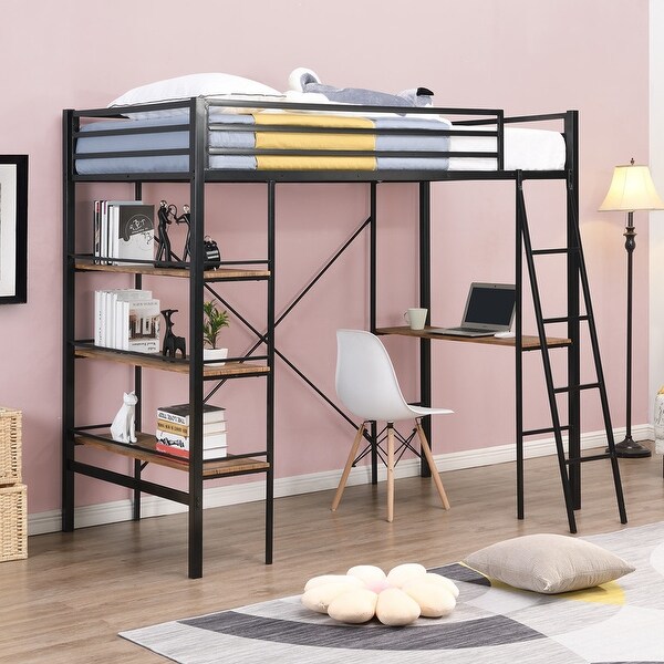 twin loft bed black