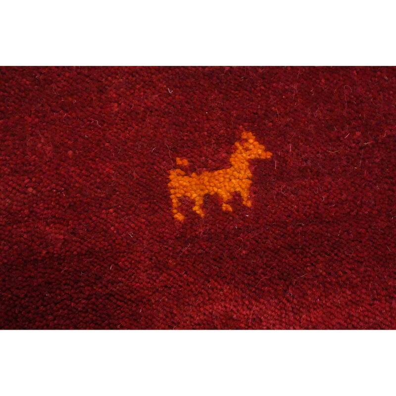 Tribal Gabbeh Round Red Area Rug Handmade Tribal Carpet - 9' 9'' X 10' 0''