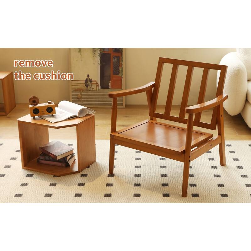 Accent Chair with Solid Wood Frame, Living Room Chair with Soft Fabric Cushion, Cozy Bedroom Chair, Comfy Armless Reading Chair